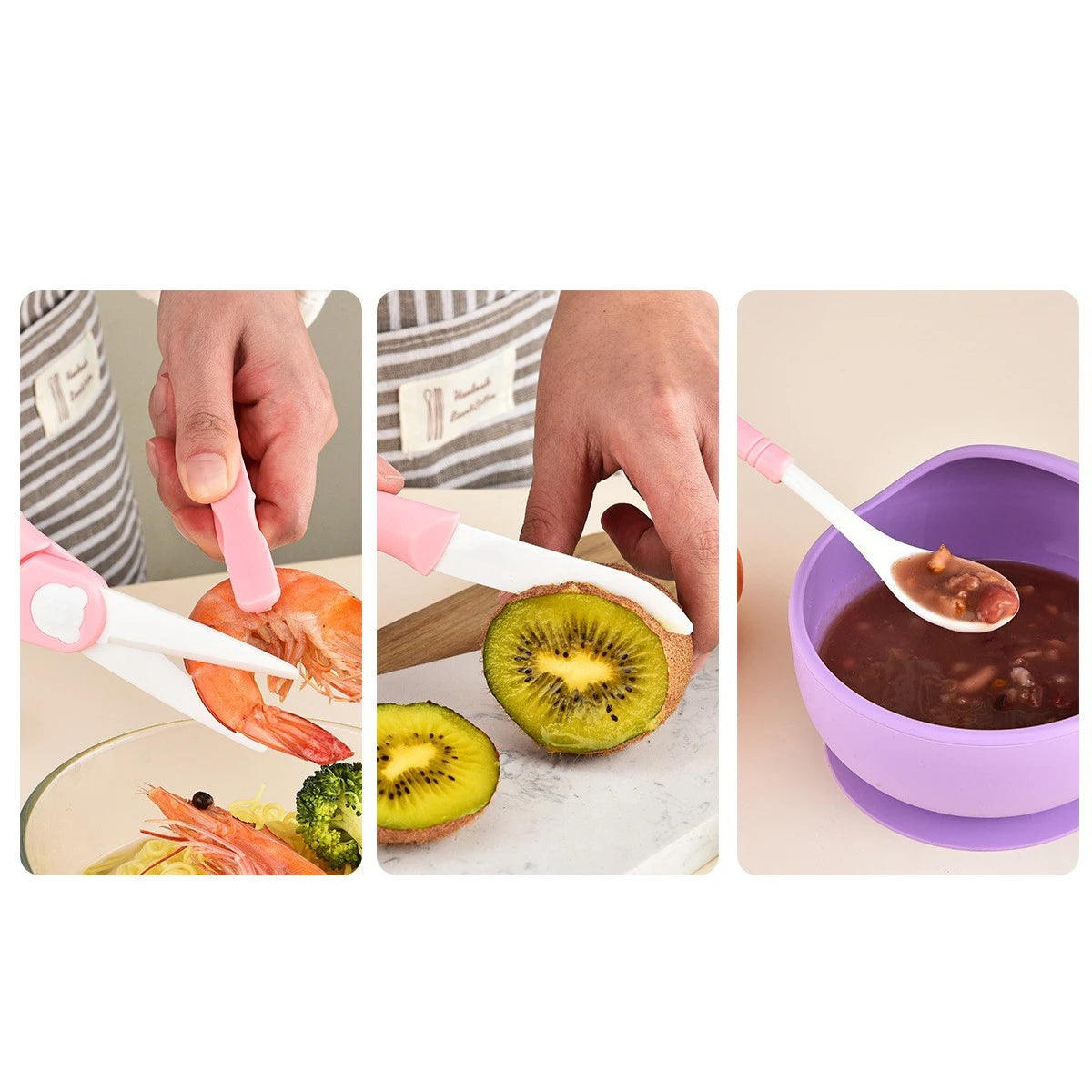 Heavy Duty Multi-Functional Ceramic Baby Complementary Food Scissors Set Kitchen Gadget with Plastic Handle and Storage Box