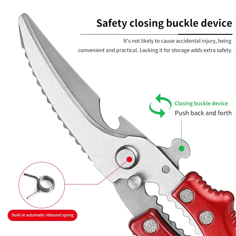 Factory Outlet Sharp Poultry Meat Cutting Kitchen Scissors 3Cr13 Stainless Steel Chicken Bone Scissors