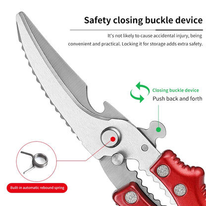 Factory Outlet Sharp Poultry Meat Cutting Kitchen Scissors 3Cr13 Stainless Steel Chicken Bone Scissors