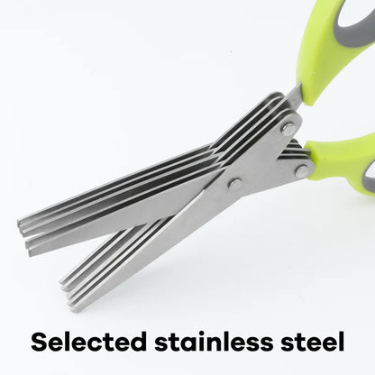 5 Blades Herb Scissors Stainless Steel Cutting Kitchen Shears for Fresh Vegetable Cilantro Lettuce Onion Tailor Shears PP Handle