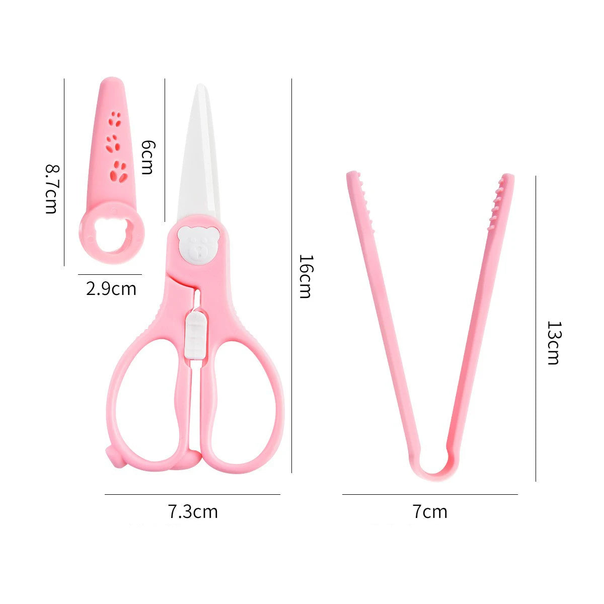 Heavy Duty Multi-Functional Ceramic Baby Complementary Food Scissors Set Kitchen Gadget with Plastic Handle and Storage Box