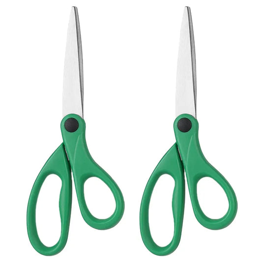 Professional DIY Stainless Steel Household Scissors Green Multipurpose Paper Cutting Partially Serrated Edge PP+TPR Handles 21cm