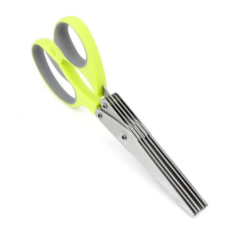5 Blades Herb Scissors Stainless Steel Cutting Kitchen Shears for Fresh Vegetable Cilantro Lettuce Onion Tailor Shears PP Handle