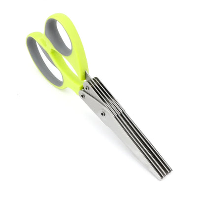 5 Blades Herb Scissors Stainless Steel Cutting Kitchen Shears for Fresh Vegetable Cilantro Lettuce Onion Tailor Shears PP Handle
