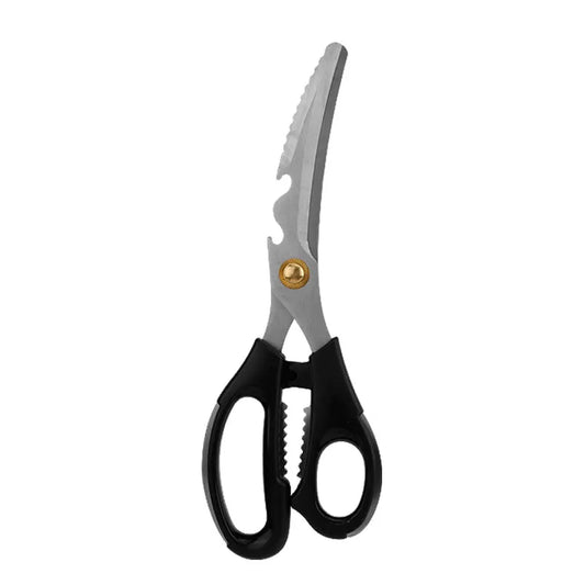 Multi-Functional Stainless Steel BBQ Scissors Long-Blade Meat Cutting Shears for Home Outdoor Non-Removable Household Kitchen