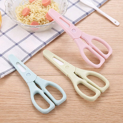 Portable Multifunctional Heavy Duty Ceramic Kitchen Scissors with Plastic Handles for Baby Food Cutting