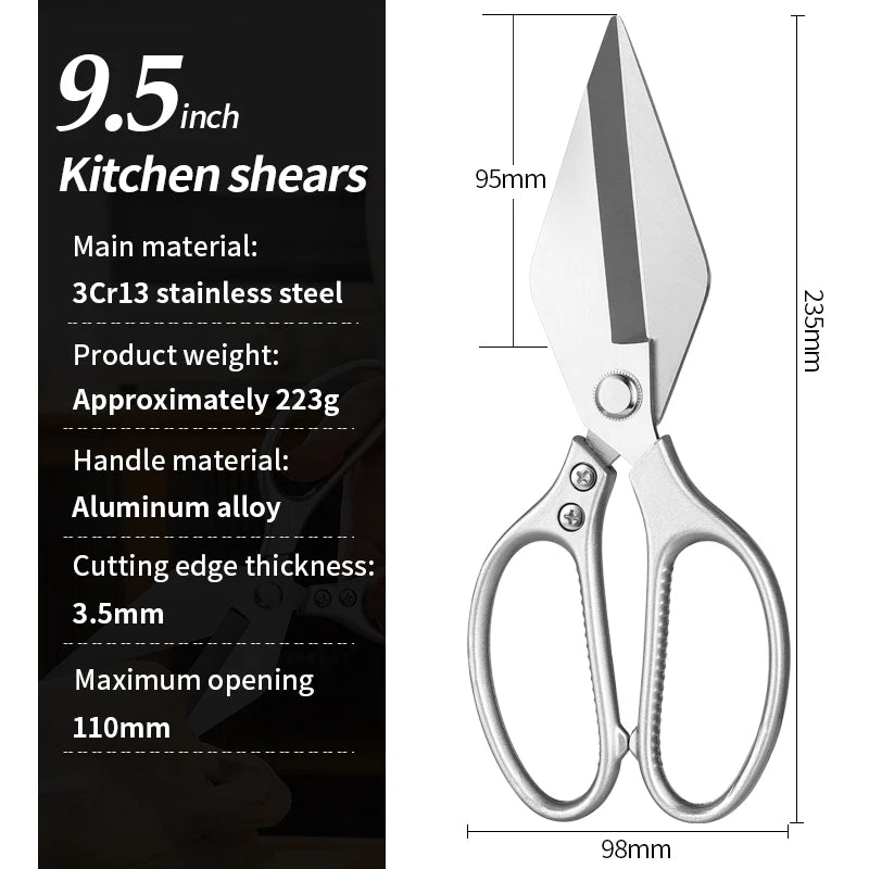Stainless Steel Heavy Duty Multifunctional Kitchen Scissors Chicken Bone Poultry Shears with Aluminum Alloy Handle Ultra Sharp