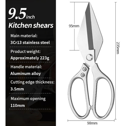 Stainless Steel Heavy Duty Multifunctional Kitchen Scissors Chicken Bone Poultry Shears with Aluminum Alloy Handle Ultra Sharp