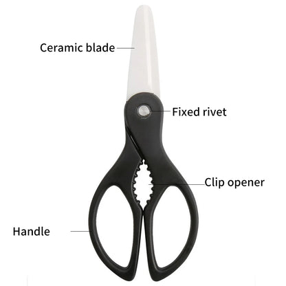 Heavy Duty Multi-Purpose Ceramic Kitchen Scissors Sharp Meat Cutting Food Scissor with Plastic Handle Household Kitchen Tool