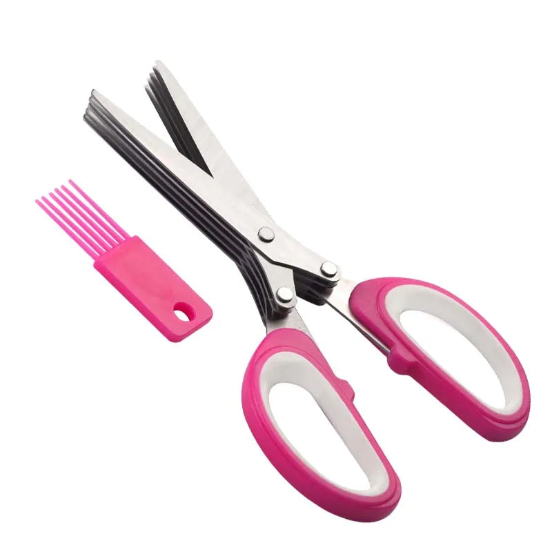 High Quality 7 Inch Kitchen Scissors Multi-Layered for Washing Comb Paper Cutting Kitchen Cutter Salad Veggie Scissors