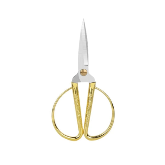 Professional Stainless Steel Golden Foldable Sewing Scissors Alloy Handle Partially Serrated Edge 19cm for DIY Fabric Cutting