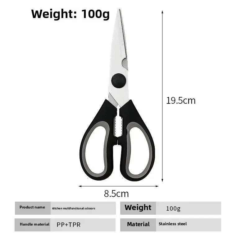 Heavy-Duty Multifunctional Stainless Steel Kitchen Scissors Disassemblable with Comfortable Plastic Handle for Home Use