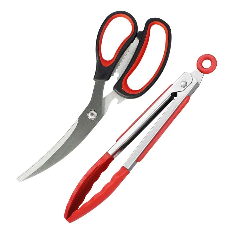 Wholesale Heavy Duty Stainless Steel Kitchen Shears Multifunctional BBQ Clip Scissors Korean Style Barbecue Equipment