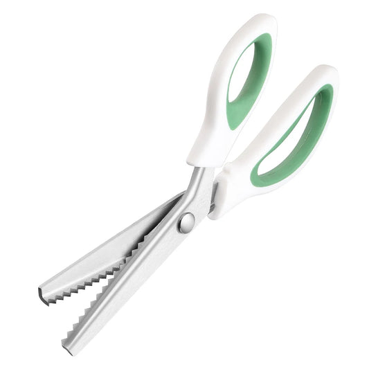 Professional 9-Inch Stainless Steel Fabric Sewing Scissors Black Handle Zigzag Shear Serrated Shear for Lace Cutting for DIY