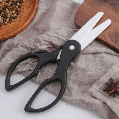 Heavy Duty Multi-Purpose Ceramic Kitchen Scissors Sharp Meat Cutting Food Scissor with Plastic Handle Household Kitchen Tool