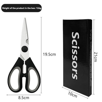 Heavy-Duty Multifunctional Stainless Steel Kitchen Scissors Disassemblable with Comfortable Plastic Handle for Home Use