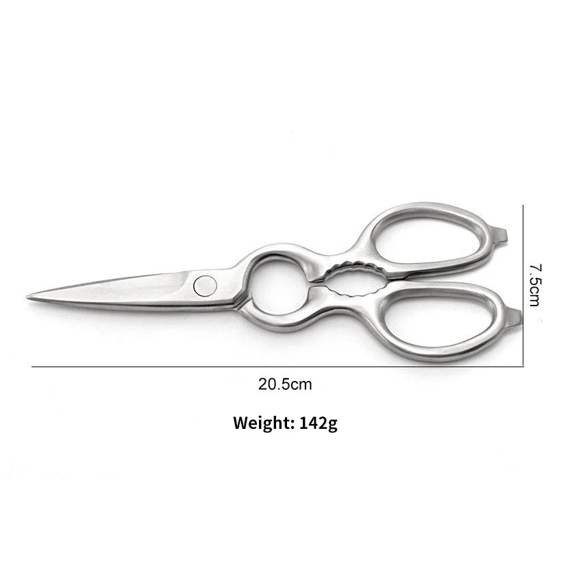 Multifunction Heavy Duty 2Cr13 Steel Professional Kitchen Shear Stainless Steel Handles Chicken Scissors Bottle Opener Walnut