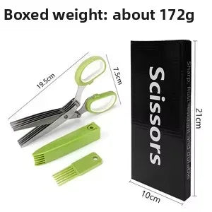 Multi-functional Kitchen Scissors Heavy Duty Five-Layers Stainless Steel Blades Plastic Handle for Scallion Food Preparation