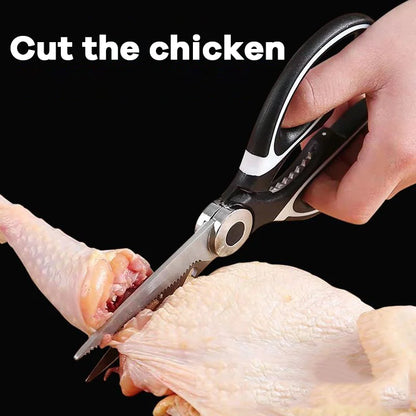 Hot Selling Super Sharp Multifunctional Stainless Steel Kitchen Scissors Heavy Duty Black White Food Shears Cover for Cooking